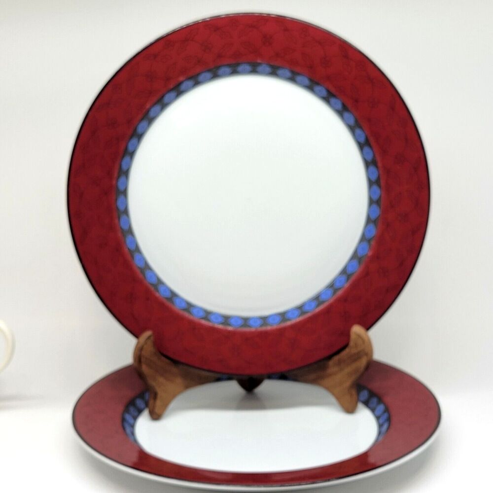 Dansk Quiltings Ruby Flowers Dinner Plates 11" Set of 2